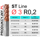 Frez z promieniem naroża fi 3 R0,3 ST LINE
